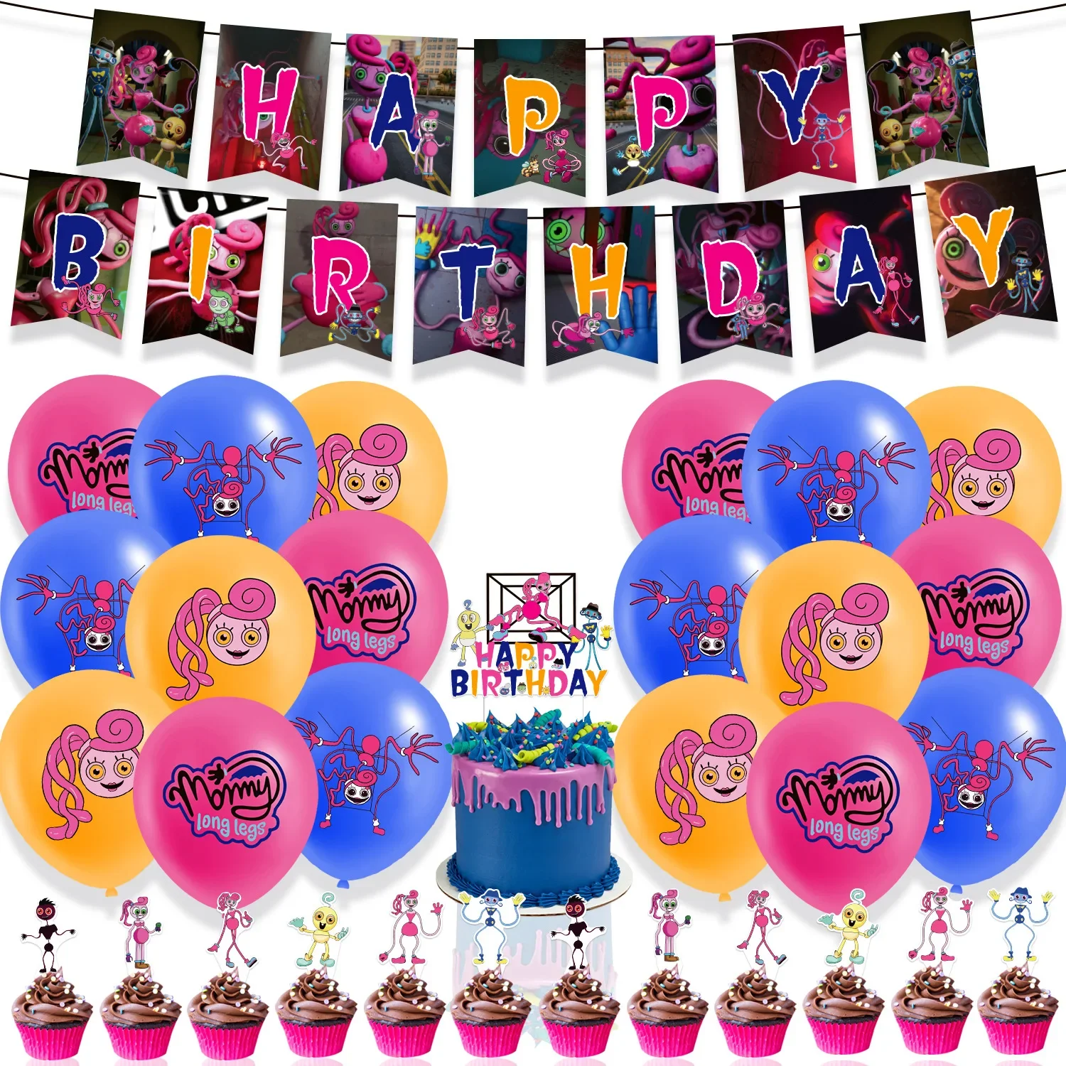 

Cartoon Mommy Long Legs Theme DIY Balloons Party Supplies Birthday Banner Latex Balloon Decoration Cake Supplies Kid Girl gift