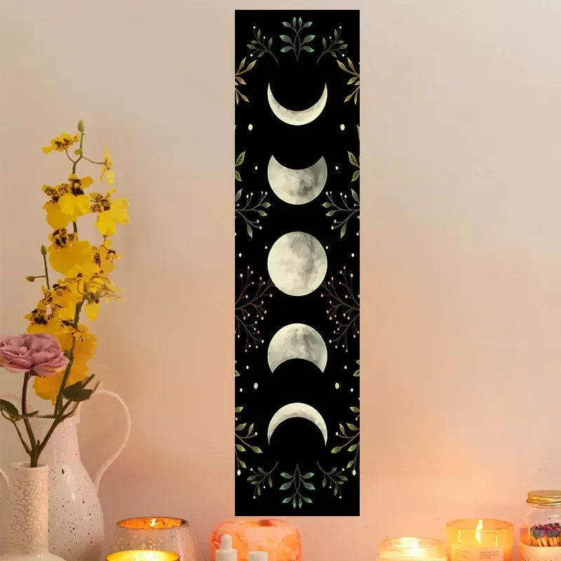 

Moon Phase Wall Hanging Tapestry Mooonlight Green Olive Leaf Black Tapestries Boho Room Wall Decor Home Decoration Wall