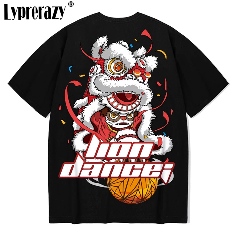 Lyprerazy New Chinese Style Lion Dance Printing Tshirt Summer Hip Hop Oversize Tees Cotton Half Sleeve Casual Men T-shirt
Lyprerazy New Chinese Style Lion Dance Printing Tshirt Summer Hip Hop Oversize Tees Cotton Half Sleeve Casual Men T-shirt