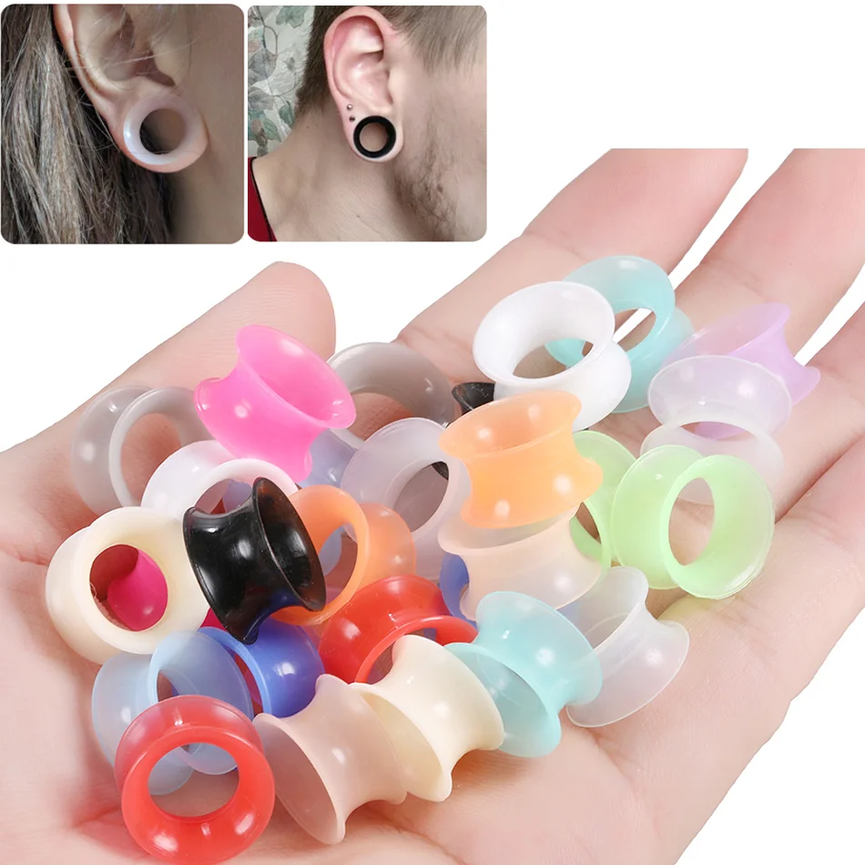 

4mm-16mm Ear Plugs Tunnels Heart Earrings Piercing Silicone Ear Dilations Expanders Stretch Marks for Tunnels Body Jewelry 1Pair