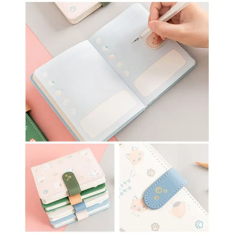 

for Cat Student Notebook Journal Schedule Planner Agenda PU Leather Cover Memo Notepad