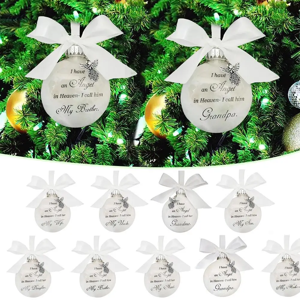 

1PC Christmas Ornament Feather Ball Angel In Heaven /Mom Ornament Memorial Sister/brother/Father Memorial Decor Orn M8U0