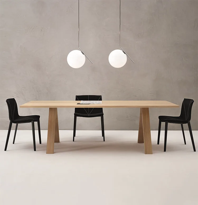 

Обеденный стол из цельной древесины в скандинавском стиле, простой современный длинный вертикальный стильный рабочий стол, повседневный журнальный столик