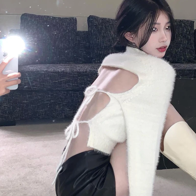 Crop Back Hollow Out Sweater for Women Korean Fashion Sweaters 2023 Solid Knitted Long Sleeve Slim Pullovers Jumpers Knitwears
Crop Back Hollow Out Sweater for Women Korean Fashion Sweaters 2023 Solid Knitted Long Sleeve Slim Pullovers Jumpers Knitwears