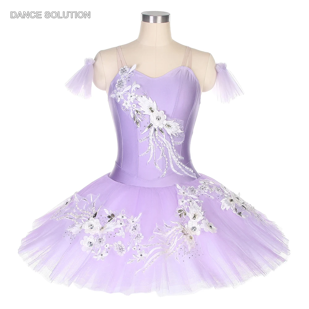 

Lilac Spandex Bodice Ballet Tutu Dress with Appliques for Adult & Child Stage Performance Costume Dance Practice Tutus BLL449