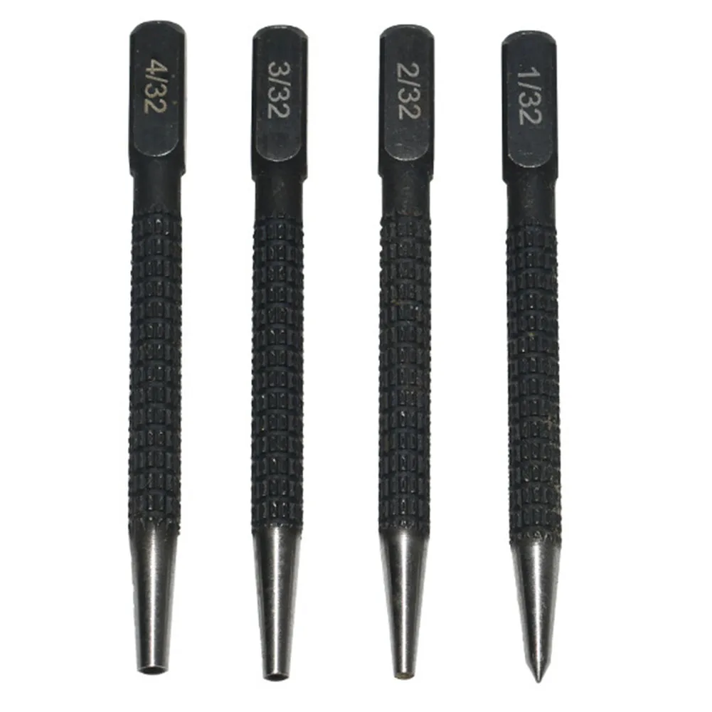 4pcs Non-Slip Center Punch Set 1/32 2/32 3/32 4/32 Inch Center Punch For Wood Ceramic Tile Stainless Steel Metal Drilling Tool
4pcs Non-Slip Center Punch Set 1/32 2/32 3/32 4/32 Inch Center Punch For Wood Ceramic Tile Stainless Steel Metal Drilling Tool