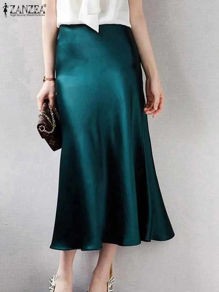 Женская однотонная офисная юбка ZANZEA, летний сарафан с высокой талией, атласные юбки, элегантная свободная трапециевидная юбка
Женская однотонная офисная юбка ZANZEA, летний сарафан с высокой талией, атласные юбки, элегантная свободная трапециевидная юбка