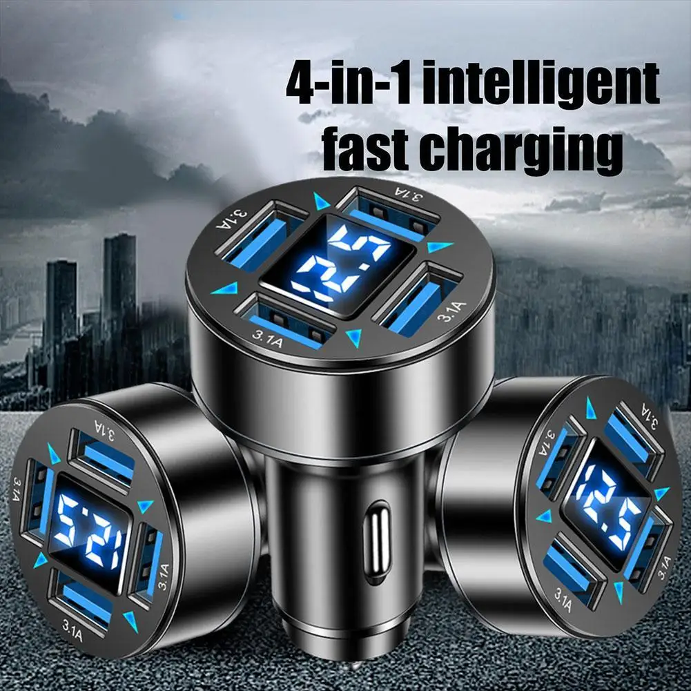 66W Power Adapter 4-Port Blue Light Fast Car Charger QC 3.0 Quick Charge Adapter LED Digital Display for Huawei
66W Power Adapter 4-Port Blue Light Fast Car Charger QC 3.0 Quick Charge Adapter LED Digital Display for Huawei