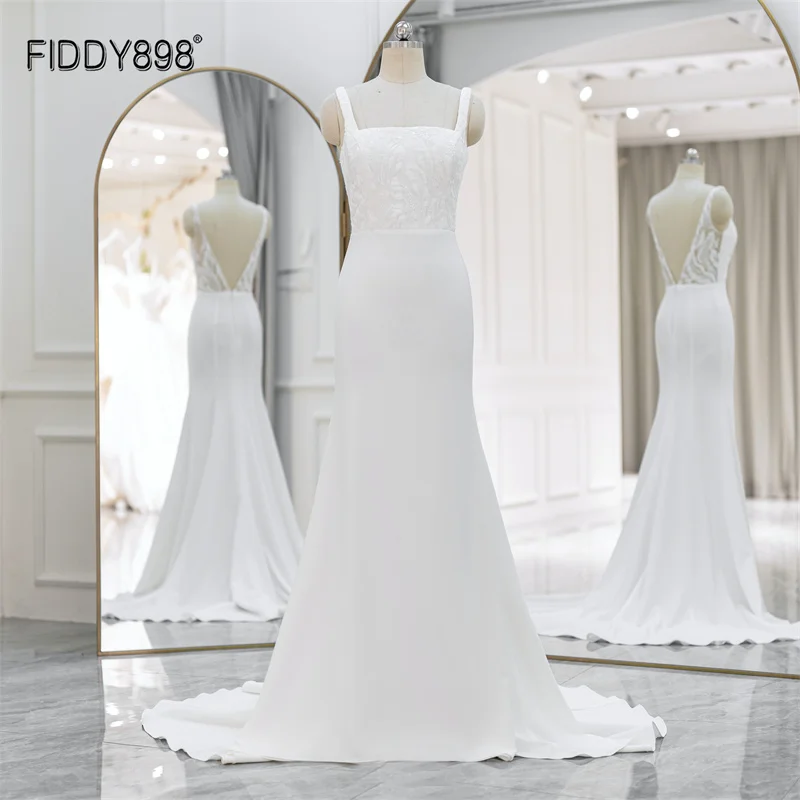 FIDDY898 Square Neckline Mermaid Wedding Dress Sleeveless Lace and V-shape Back Zipper Wedding Gown QD06221
FIDDY898 Square Neckline Mermaid Wedding Dress Sleeveless Lace and V-shape Back Zipper Wedding Gown QD06221