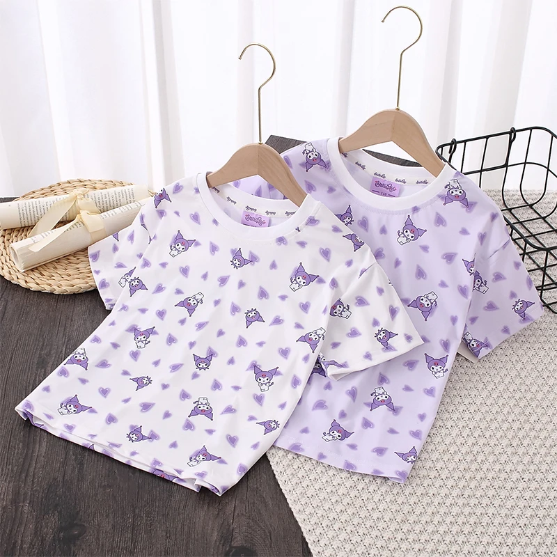 Girly Heart Kuromi Anime Kawaii Sanrio Short-Sleeved T-Shirt Summer Cute Cartoon Ins Children Hooded Clothing Gifts for Kids
Girly Heart Kuromi Anime Kawaii Sanrio Short-Sleeved T-Shirt Summer Cute Cartoon Ins Children Hooded Clothing Gifts for Kids