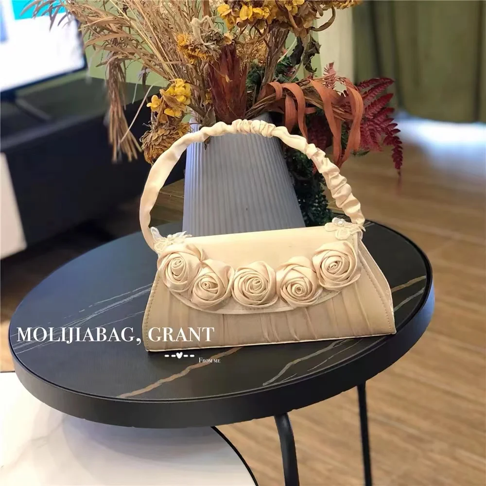 

Элегантная женская сумка, Роскошная атласная квадратная сумка ручной работы с цветочным рисунком, вечерняя сумочка, клатч для свадебной вечеринки, кошелек, сумка через плечо