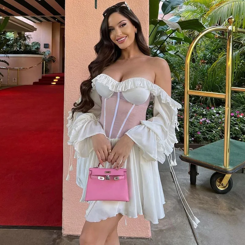 Women's Off Shoulder Slash Neck Mini Dress Evening Party Dress Elegant Patchwork Strapless Backless Mesh Summer Beach Dress 2024
Women's Off Shoulder Slash Neck Mini Dress Evening Party Dress Elegant Patchwork Strapless Backless Mesh Summer Beach Dress 2024