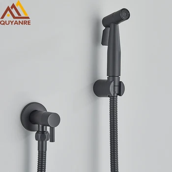 Quyanre 무광 블랙 비데 단일 냉수 비데 수도꼭지, 무슬림 Ducha Higienica 스테인레스 스틸 비데, 화장실용 물 크레인 상품 이미지