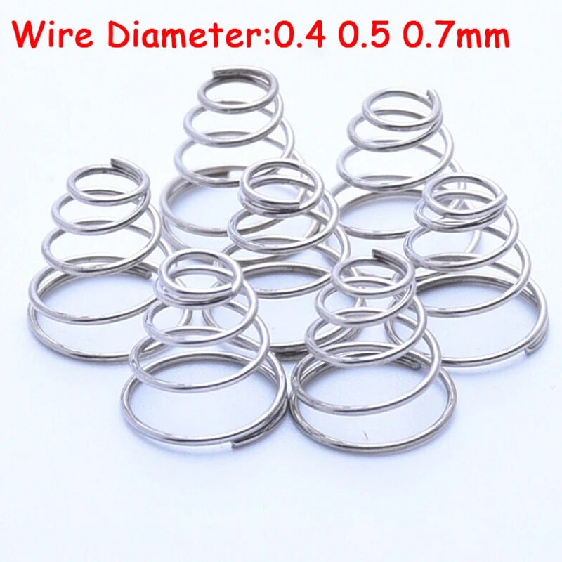 A2 Tower Spring Taper Pressure Spring Wire Dia 0.4 0.5 0.7mm 304 Stainless Steel Conical Cone Compression Spring
A2 Tower Spring Taper Pressure Spring Wire Dia 0.4 0.5 0.7mm 304 Stainless Steel Conical Cone Compression Spring