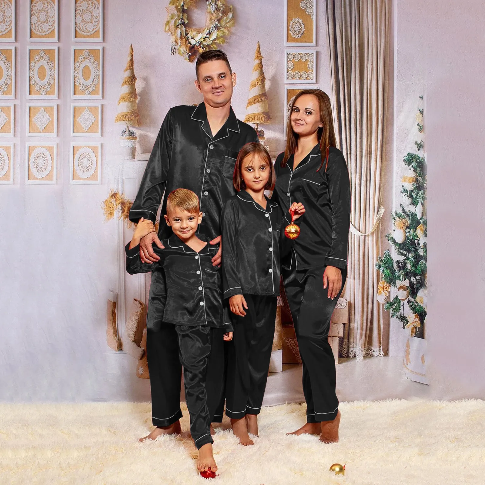 Matching For Men Solid Satin Set Nightwear PJ's Pajamas Pants Family Sleepwear Snowflake Pajamas Family
Matching For Men Solid Satin Set Nightwear PJ's Pajamas Pants Family Sleepwear Snowflake Pajamas Family