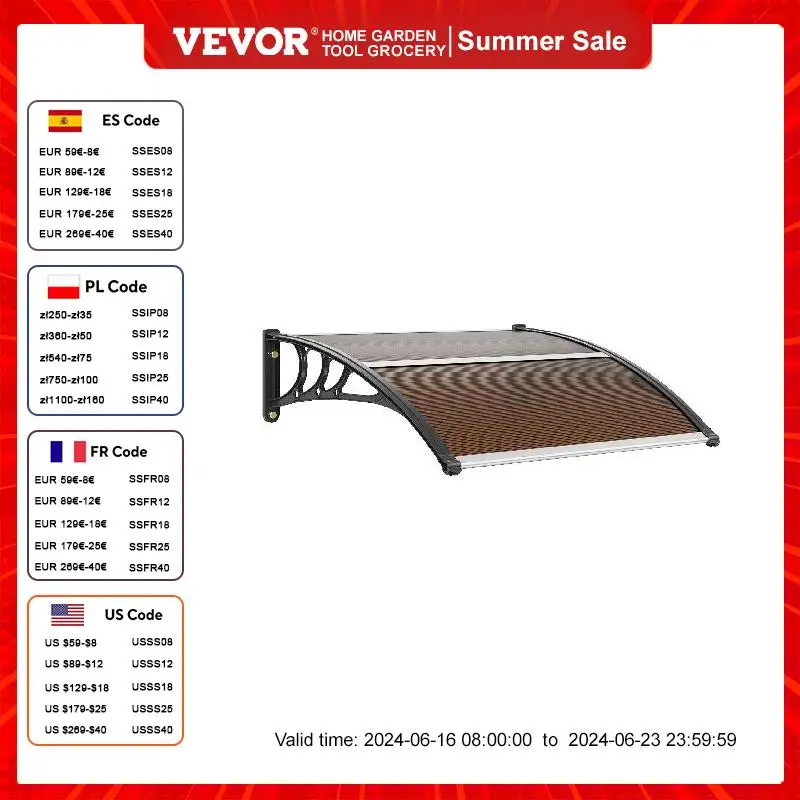 VEVOR Front Door Overhang Awning Outdoor Window Door Awning Entry Door Window Awning Exterior Sun Shutter Rain Snow Protection
VEVOR Front Door Overhang Awning Outdoor Window Door Awning Entry Door Window Awning Exterior Sun Shutter Rain Snow Protection