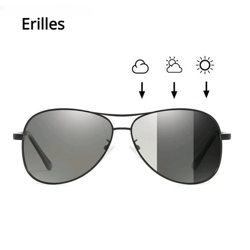 

Photochromic Polarized Sunglasses Men Women Driving Chameleon Vintage Metal Sun Glasses Change Color Day Night Vision UV400
