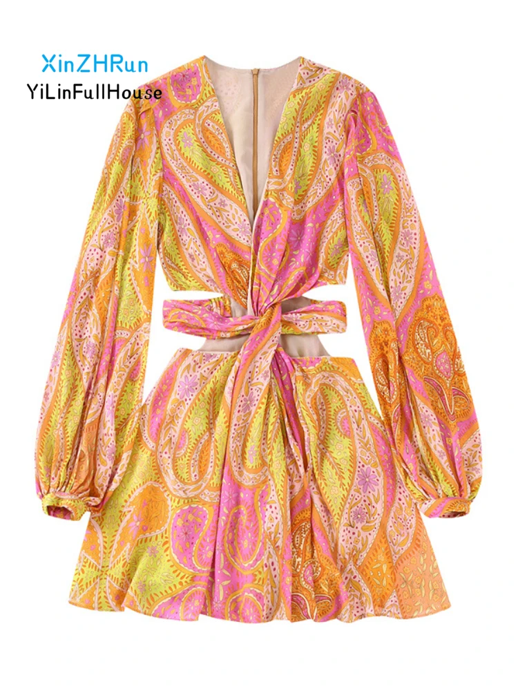 Spring Summer New Women V-neck Lantern Sleeves Elegant Hollow Out Dress Women's Adjustable Waist Long Sleeve Versatile Dress
Spring Summer New Women V-neck Lantern Sleeves Elegant Hollow Out Dress Women's Adjustable Waist Long Sleeve Versatile Dress