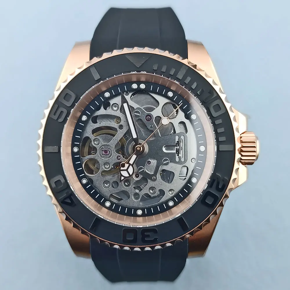 40mm NH70 Movement Watch Case 316L Stainless Steel Sapphire Glass 10BAR Waterproof Transparent Bottom Cover Rose Gold Case
40mm NH70 Movement Watch Case 316L Stainless Steel Sapphire Glass 10BAR Waterproof Transparent Bottom Cover Rose Gold Case