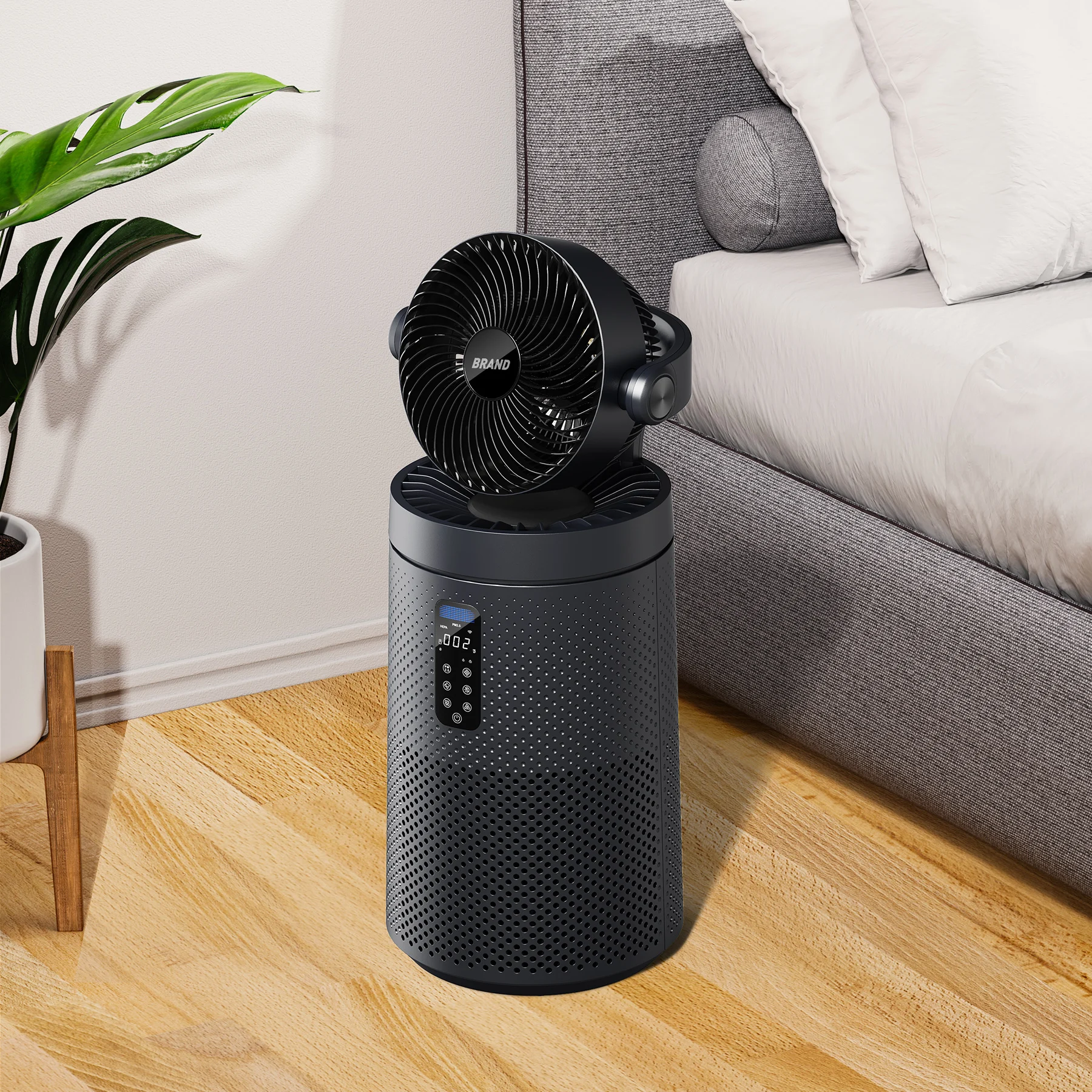 2 in 1 HEPA air purifier large oscillation motor air circulation fan led light,touch panel for room office
2 in 1 HEPA air purifier large oscillation motor air circulation fan led light,touch panel for room office