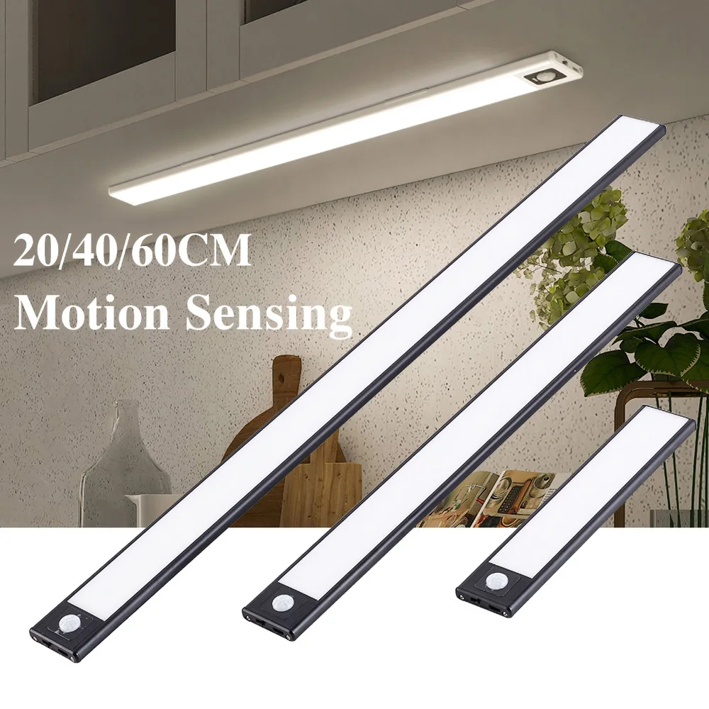 

Night Light Motion Sensor LED Lamp PIR Under Cabinet Light USB Rechargeable Magnetic Lamp 3 Color Stepless Dimming Nightlight