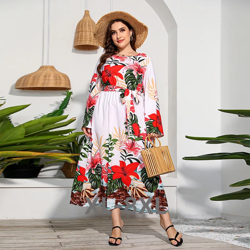 Plus Size Print Long Sleeved Dress with High Waist and Lace Large Long Skirt 4xl 5xl 6xl 7xl 8xl
Plus Size Print Long Sleeved Dress with High Waist and Lace Large Long Skirt 4xl 5xl 6xl 7xl 8xl