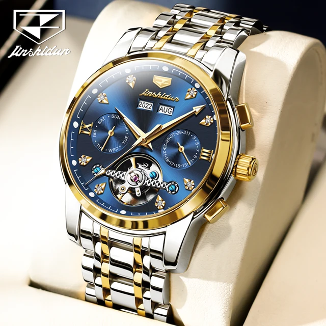 JSDUN-Montre Mécanique existent à Volant d'Inertie pour Homme, Originale, Étanche, en Acier Inoxydable, Shoous, Date d'Année, Nouvelle Collection 2023 1