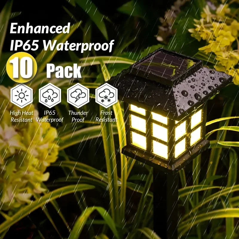 

2Pcs Solar LED Pathway Lawn Lights Outdoor Waterproof Walkway Garden Decor Stakes Street Lamp for Landscape Yard Patio