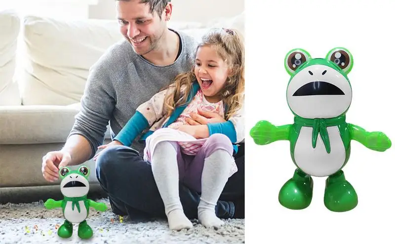 

Electric Frog Toy Safe Durable Light Up Walking Dancing Animal Children Toy Green Sensory Toys Fun Interactive Toys for Develop