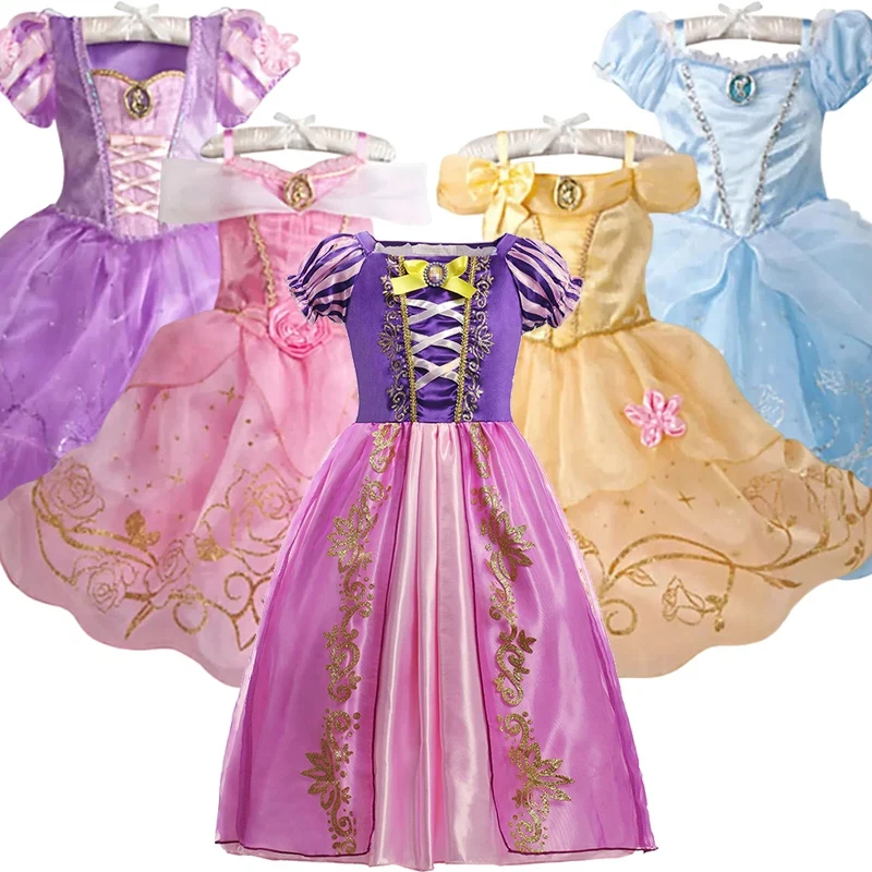 

Disney Children Girls Rapunzel Cosplay Costumes Princess Cinderella Dress Snow White Aurora Sofia Dress Birthday Party Clothings