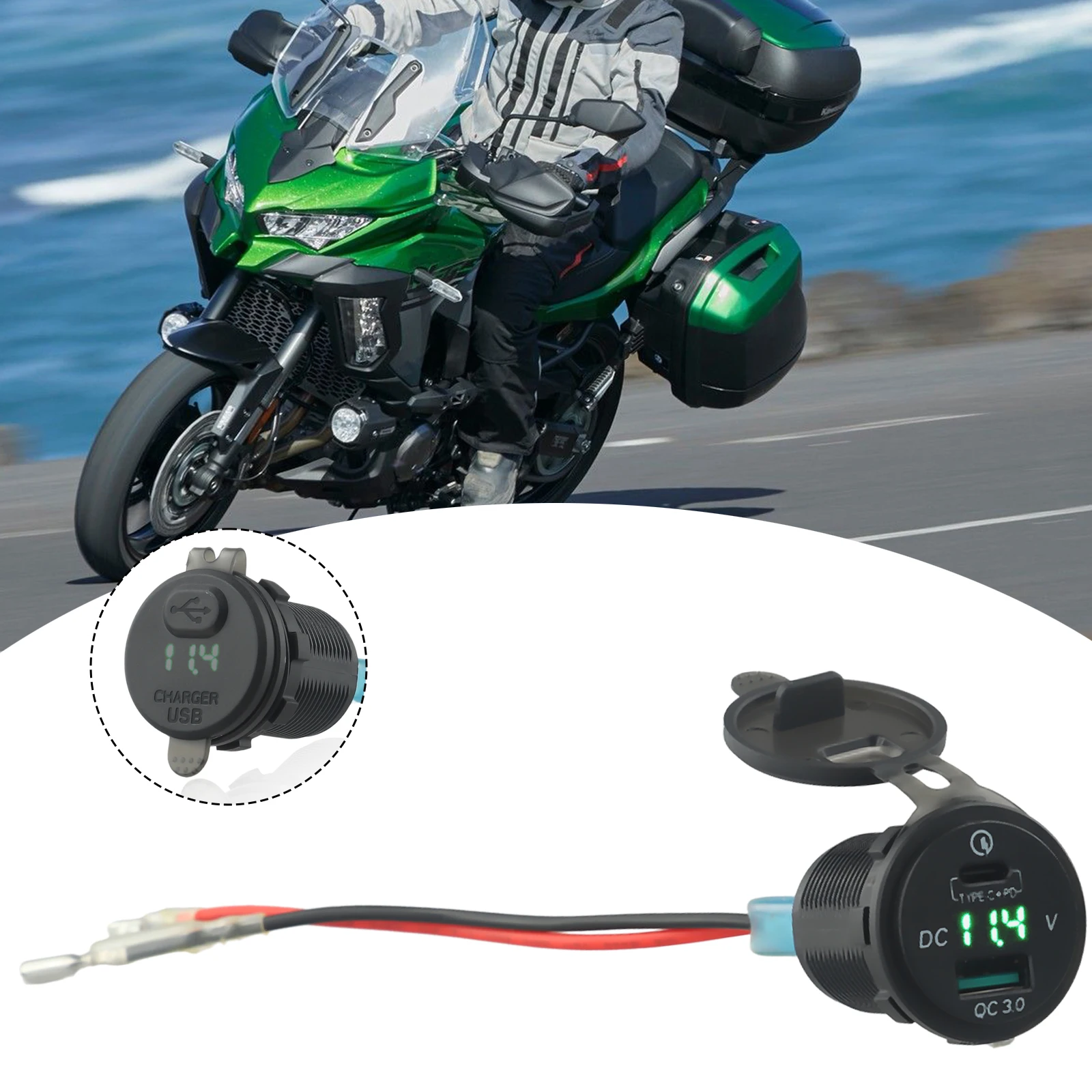 1x Motorcycle TYPE-C USB QC3.0 Fast Charger Back For Kawasaki Versys650 1000 VersysX300 Ninja400 650 10-15V DC Charging Starting
1x Motorcycle TYPE-C USB QC3.0 Fast Charger Back For Kawasaki Versys650 1000 VersysX300 Ninja400 650 10-15V DC Charging Starting