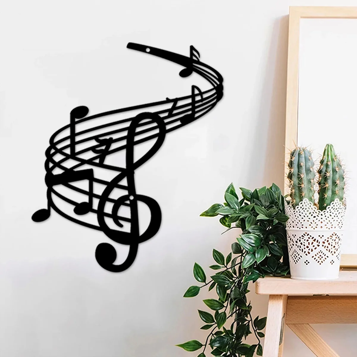 

Promotion Music Notes Wall Art Metal Home Decor Black Wall Hanging Signs Wall Sculpture Home Bedroom Kitchen Garden Housewarming