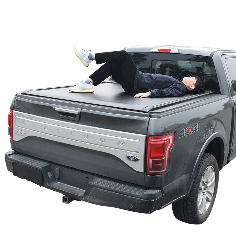 

Накладка на кровать для пикапа Ford F150 Raptor, алюминиевый чехол с выдвижным роликовым затвором, жесткий, с дистанционным управлением