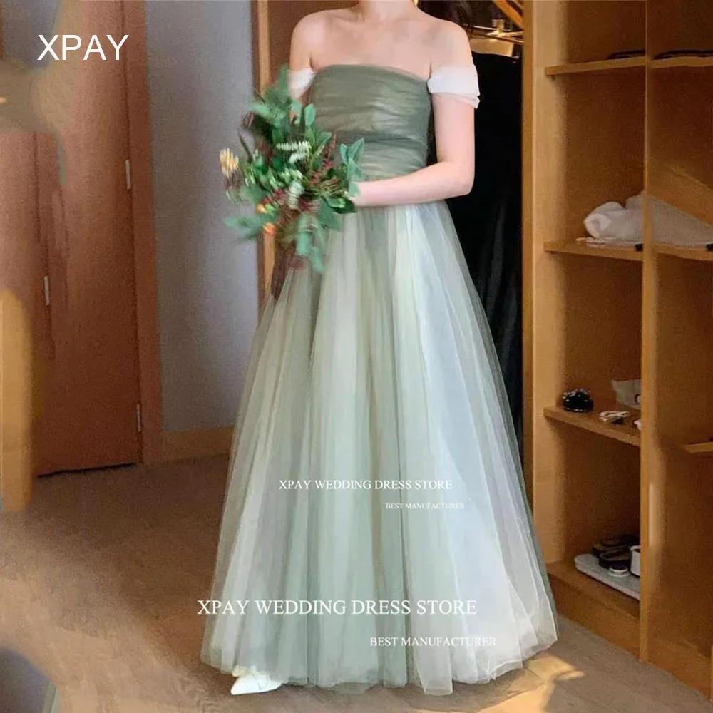 

XPAY уникальные зеленые корейские вечерние платья без бретелек для свадебной фотосессии платье для выпускного вечера с открытыми плечами платье для дня рождения и особых случаев