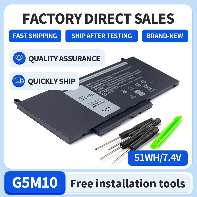 

Somi New G5M10 Laptop Battery for DELL Latitude E5250 E5450 E5550 Sereis 8V5GX R9XM9 WYJC2 1KY05 7.4V 51Wh