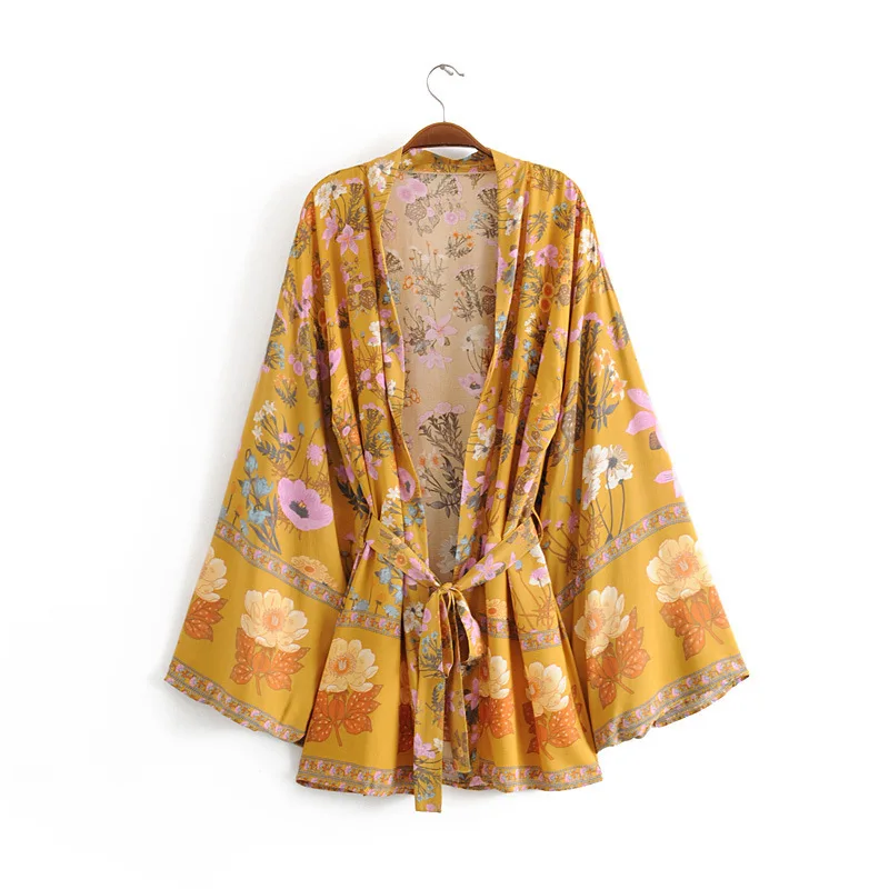 Late Rain Bohemian Floral Print Waistband Kimono Women Summer Vacation Japanese Fashion V-neck Bat Long Sleeved Bikini Cover Ups
Late Rain Bohemian Floral Print Waistband Kimono Women Summer Vacation Japanese Fashion V-neck Bat Long Sleeved Bikini Cover Ups