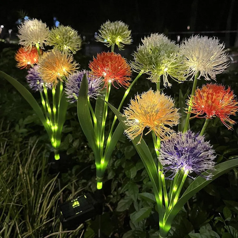 

3/5 Head Solar Simulation Onion Dandelion LED Light Waterproof Garden Sunlight Ground Plug Lamp Outdoor Sunflower Lawn Lamp