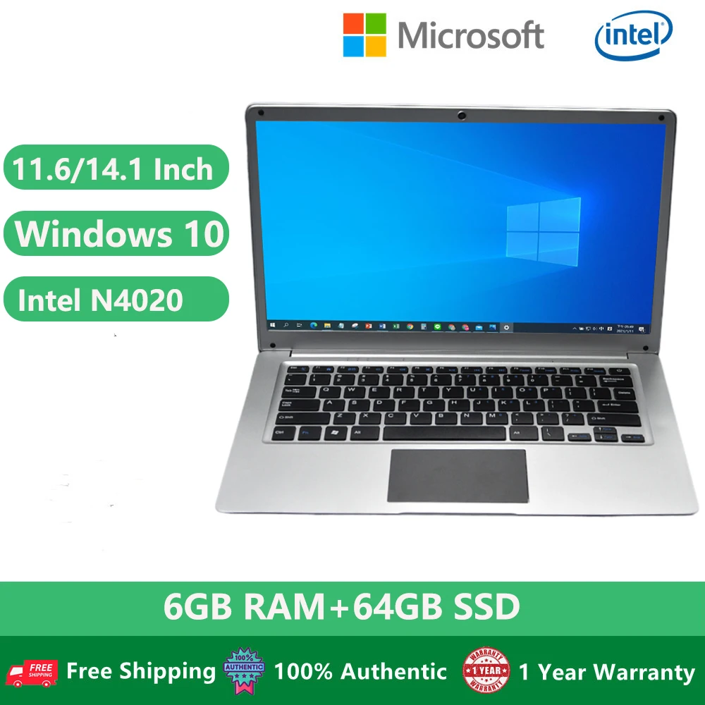 

Cheap Business Notebook Laptop Computer Windows 10 Netbook Gaming 11.6/14.1 Inch Intel Celeron N4020 6GB RAM 64GB EMMC HDMI