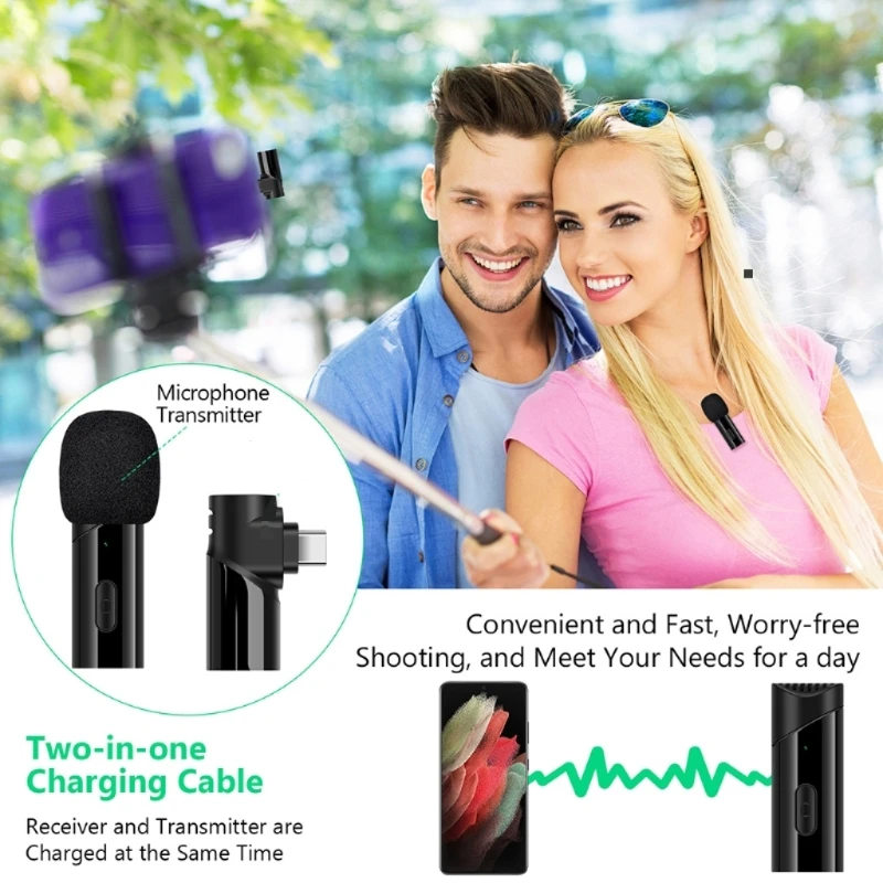 Omnidirectional Pickup Lavalier Mic Transmitter Receiver for Video Recording Type-C Port Short Delay Camera
Omnidirectional Pickup Lavalier Mic Transmitter Receiver for Video Recording Type-C Port Short Delay Camera