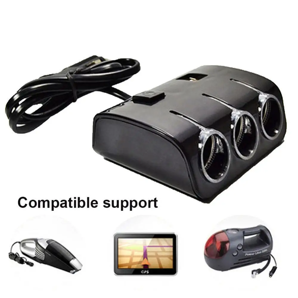 

3.1A 12V Car Charger 3 in 1 120W Cigarette Lighter Splitter Power Adapter USB Car-charger Socket For IPhone Phone DVR GPS