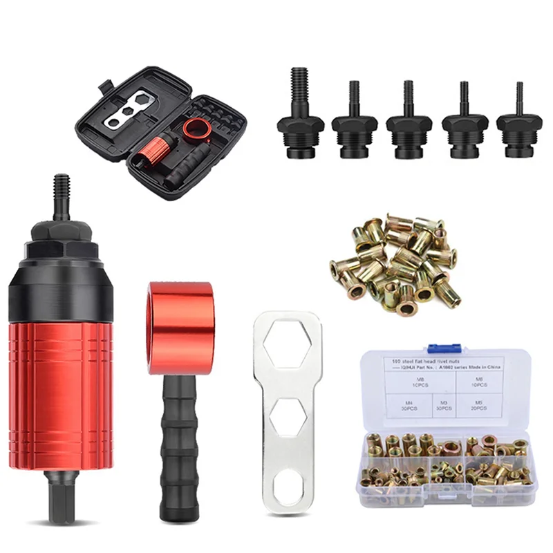 Rivet Nut Tool Set Riveting M3-M8 Cordless Rivet Drill Electric Adapter Insert Nut Tool Used in Manual and Electric Mode
Rivet Nut Tool Set Riveting M3-M8 Cordless Rivet Drill Electric Adapter Insert Nut Tool Used in Manual and Electric Mode