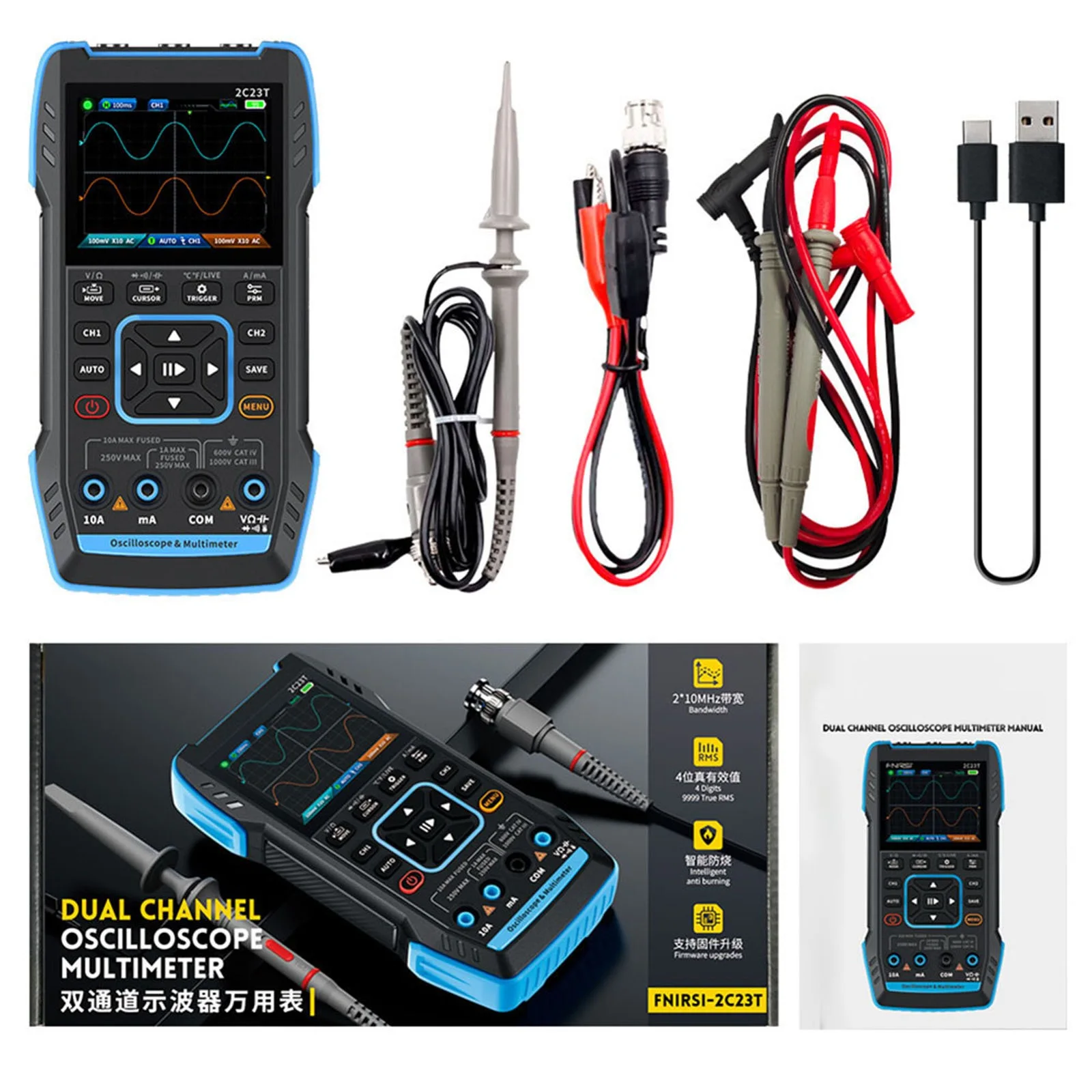 High Performance Handheld Oscilloscope Multimeter Signal Generator Accurate Signal Detection and Waveform Capture
High Performance Handheld Oscilloscope Multimeter Signal Generator Accurate Signal Detection and Waveform Capture