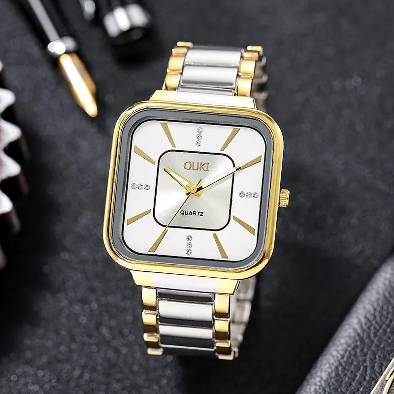 

Casual Fashion Quartz Watches For Men Unique Square Dial Design Watch Stainless Steel Band Men'S Wristwatch Zegarek MęSki