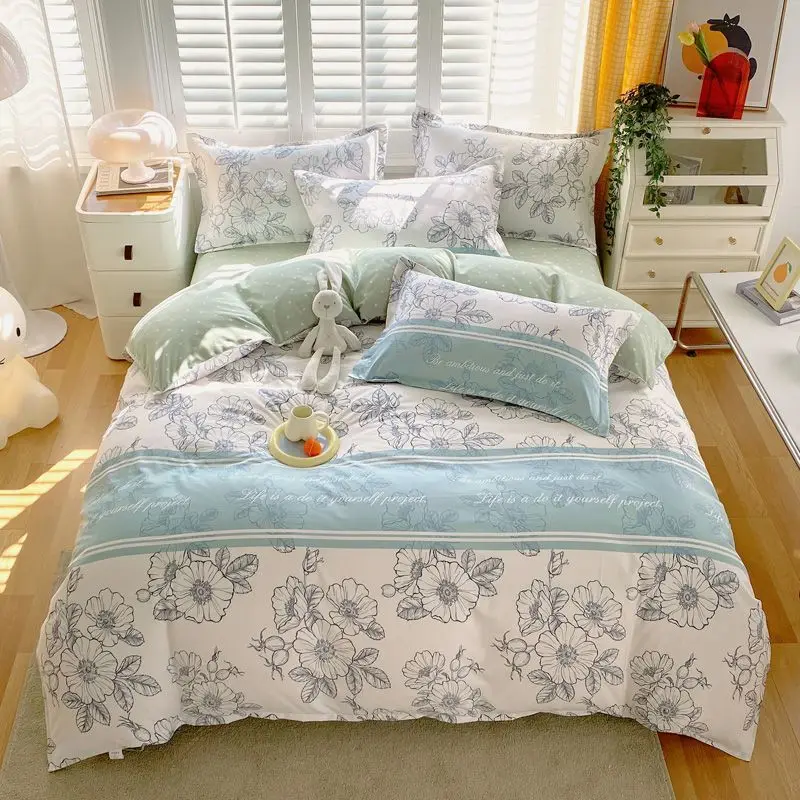 

Комплект постельного белья из 4 предметов, маленькие простыни с мультяшным рисунком, одеяло, наволочки, простыни для семьи, односпальная и двуспальная кровать, Комплект постельного белья