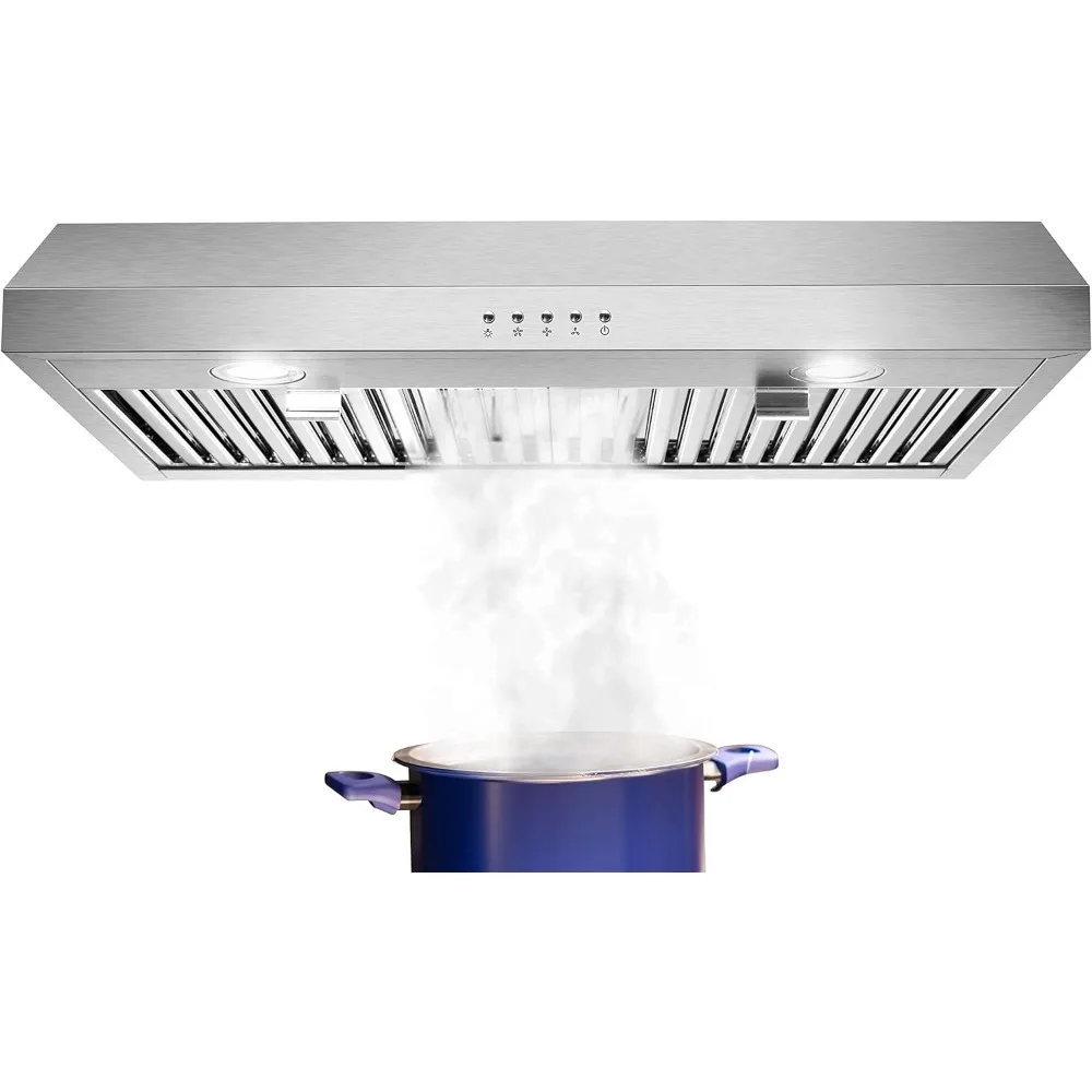 

Under Cabinet Range Hood 30 Inch with 3 Way Venting,Stainless Steel Range Hood w/Baffle Filters,Ductless Range Hood 500 CFM