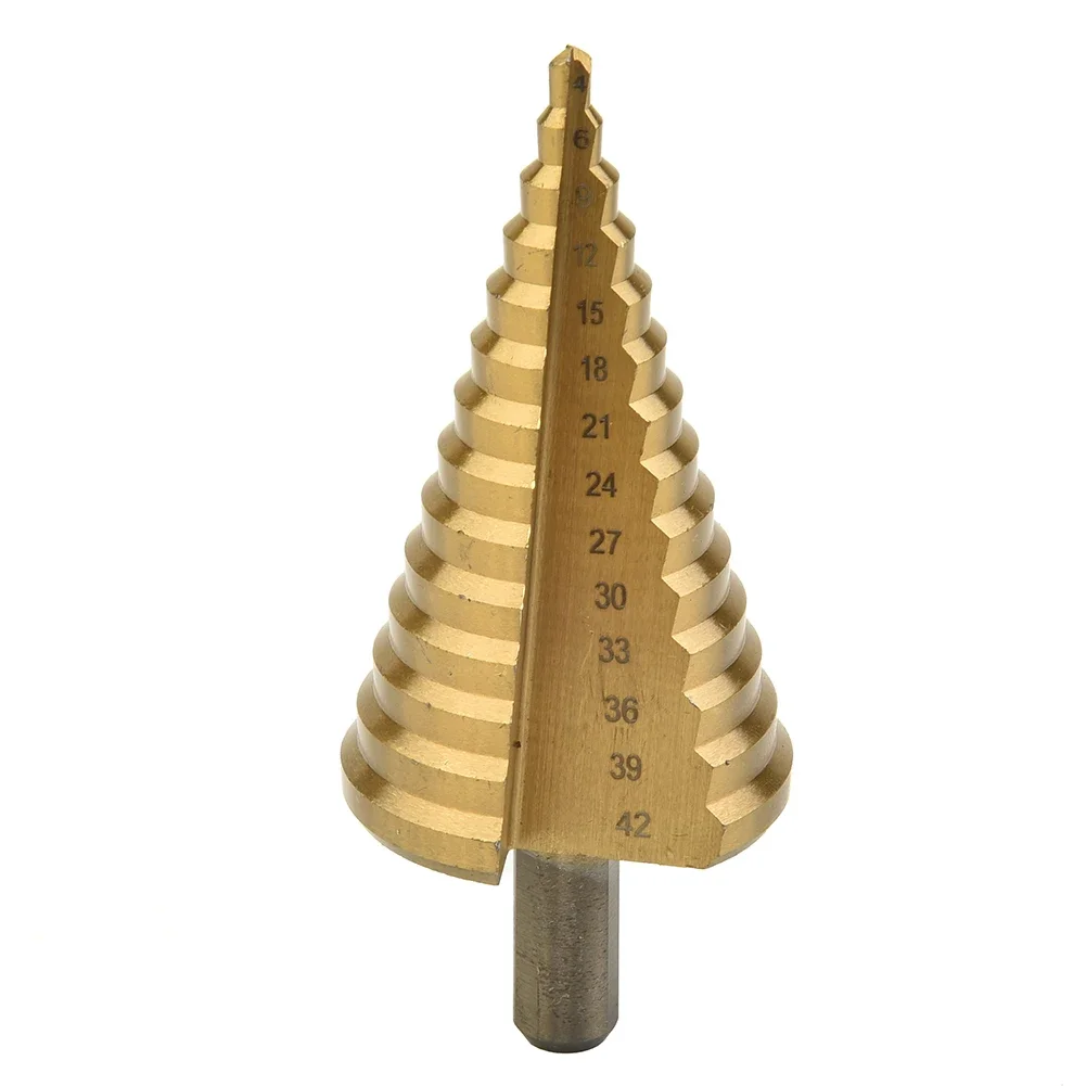 1pc 4-42mm Step Drill HSS 4241 Steel Titanium Cone Bit Hole Metal Cutter Drilling Tool 9.5mm In Diameter With Round Handle
1pc 4-42mm Step Drill HSS 4241 Steel Titanium Cone Bit Hole Metal Cutter Drilling Tool 9.5mm In Diameter With Round Handle