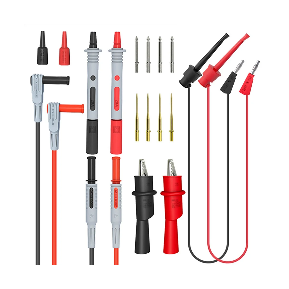 

P1308B 18PCS Test Lead Kit 4MM Banana Plug to Test Hook Cable Replaceable Multimeter Probe Alligator Clip