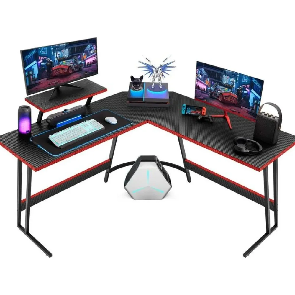 

Computer Desk with Large Monitor Stand Pipe Bracket, Suitable for Sturdy Writing Workstations in Home Offices (black, 51 Inches)
