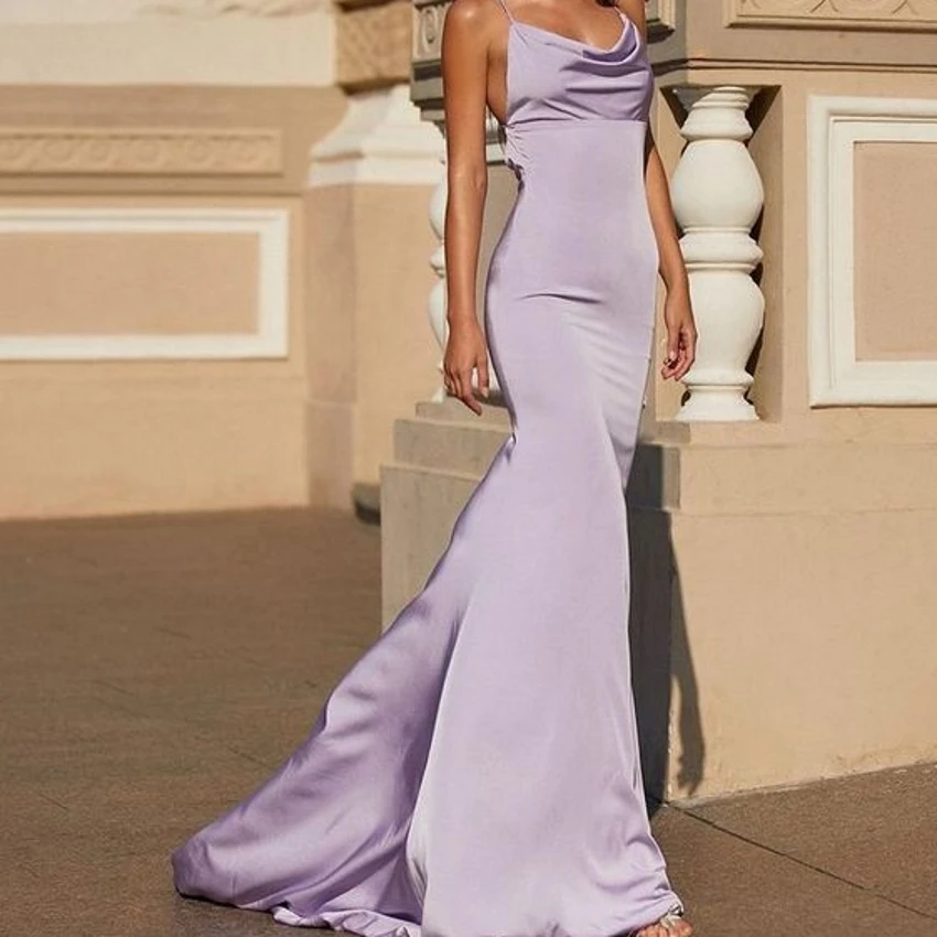 Lavender Evening Dresses Silk Satin Mermaid Prom Gowns Spaghetti Formal Party Dress Celebrity Gowns ZD2312
Lavender Evening Dresses Silk Satin Mermaid Prom Gowns Spaghetti Formal Party Dress Celebrity Gowns ZD2312