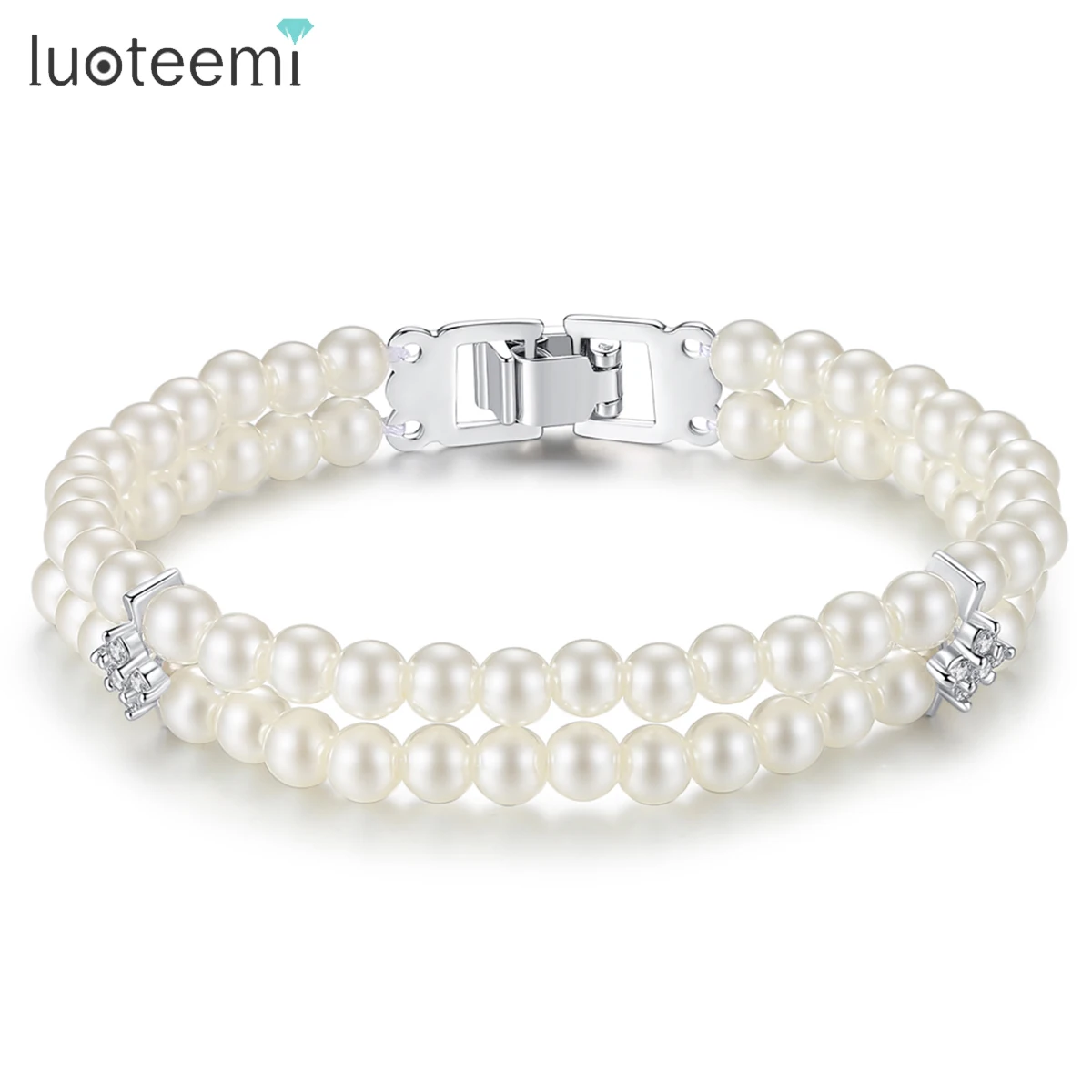 

LUOTEEMI New Arrival Simple Brand Design Noble Double Shell Pearls Charming Bracelet Statement Friends Accessories Women Jewelry